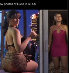 Lucia in leopard skirt with martini and in hot pink dress